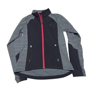 Lole Womens Full Zip Running Jacket Grey Black Pink Space‎ Dye Athletic Size M